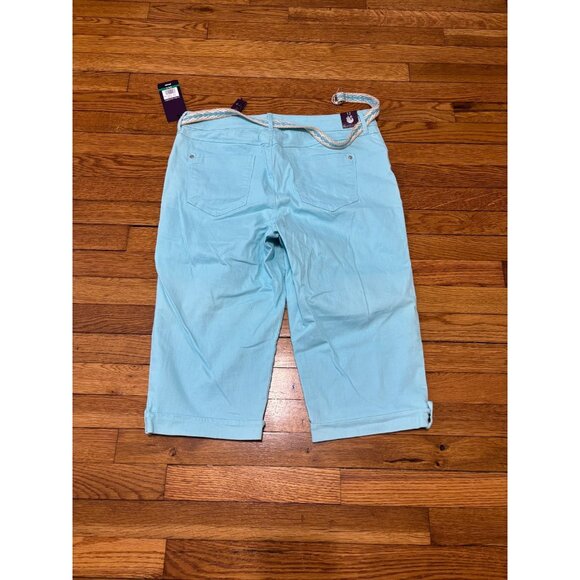 GLORIA VANDERBILT Lillian Skimmer Belted Capri Pants Size 12 Aqua Sky Blue NWT - Picture 8 of 8